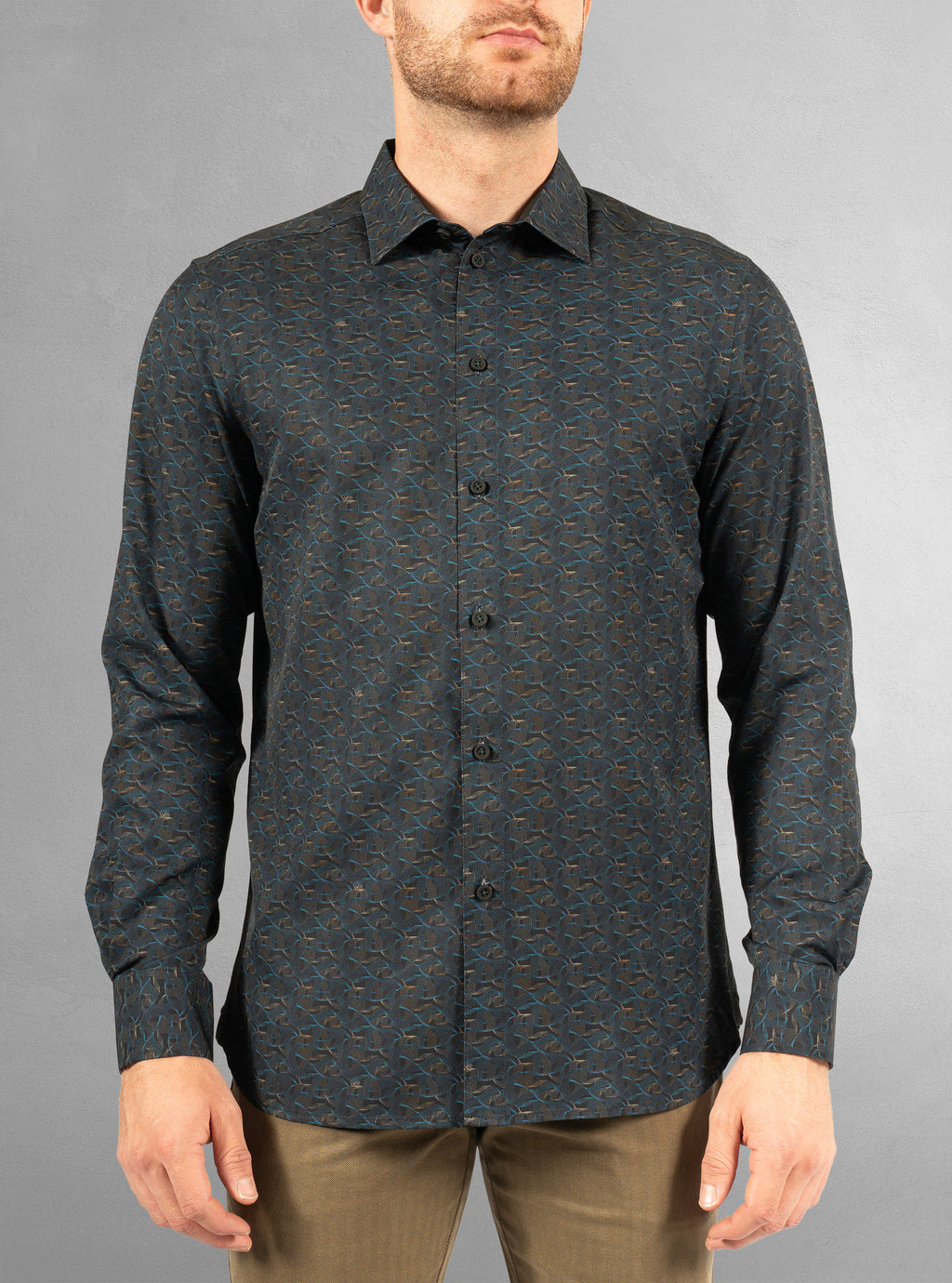 Men's casual long sleeve stretch shirt