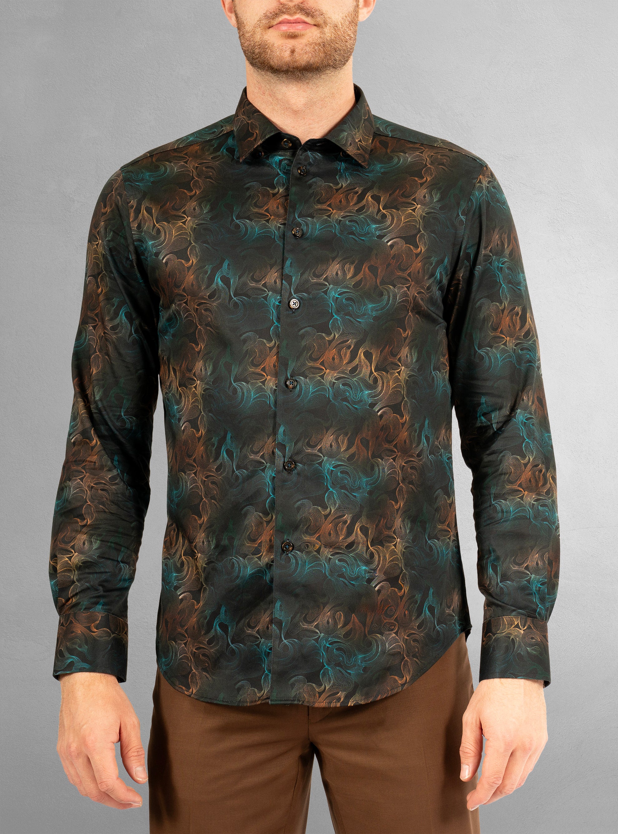 Men's casual long sleeve stretch shirt
