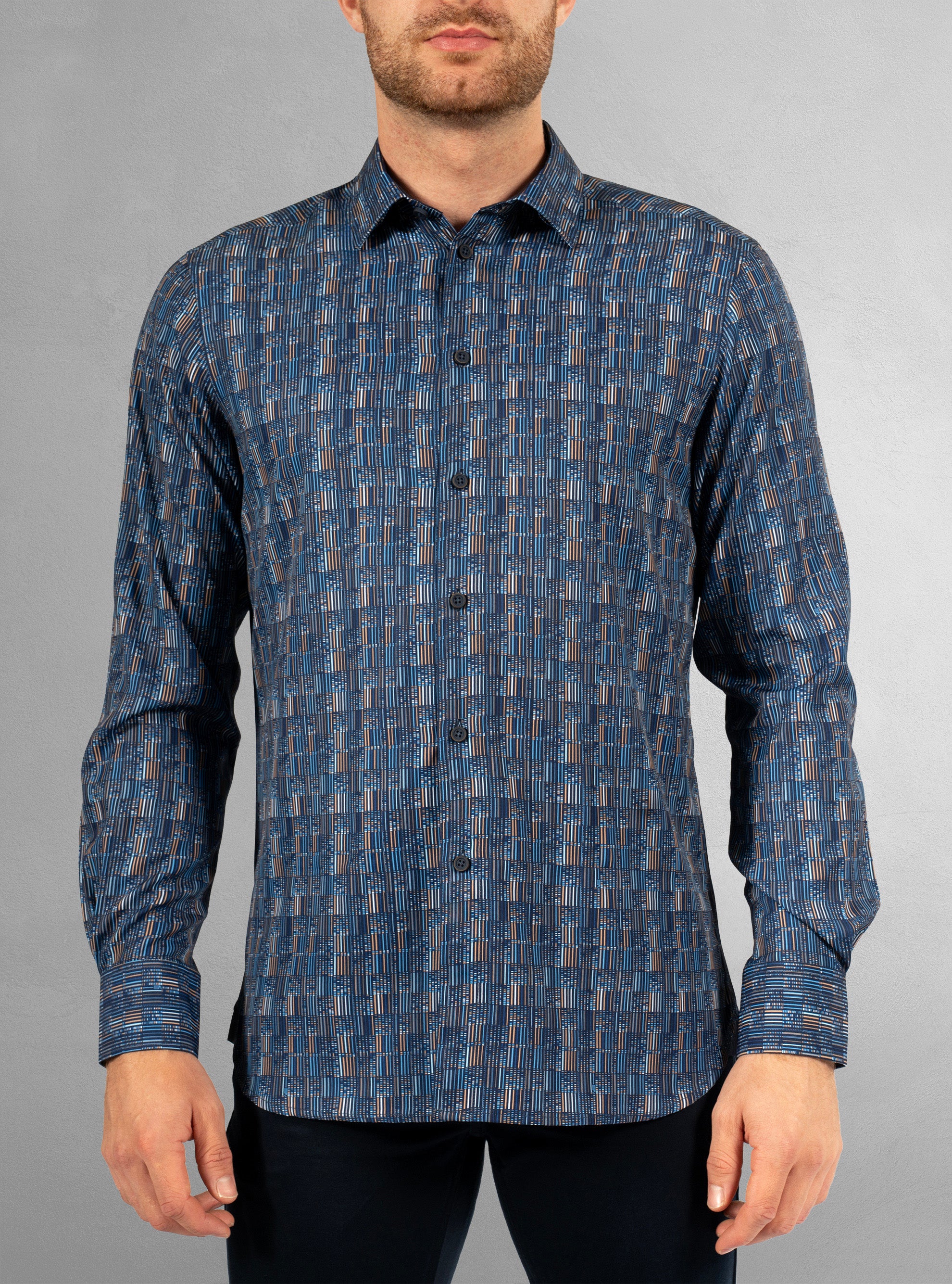 Men's casual long sleeve stretch shirt