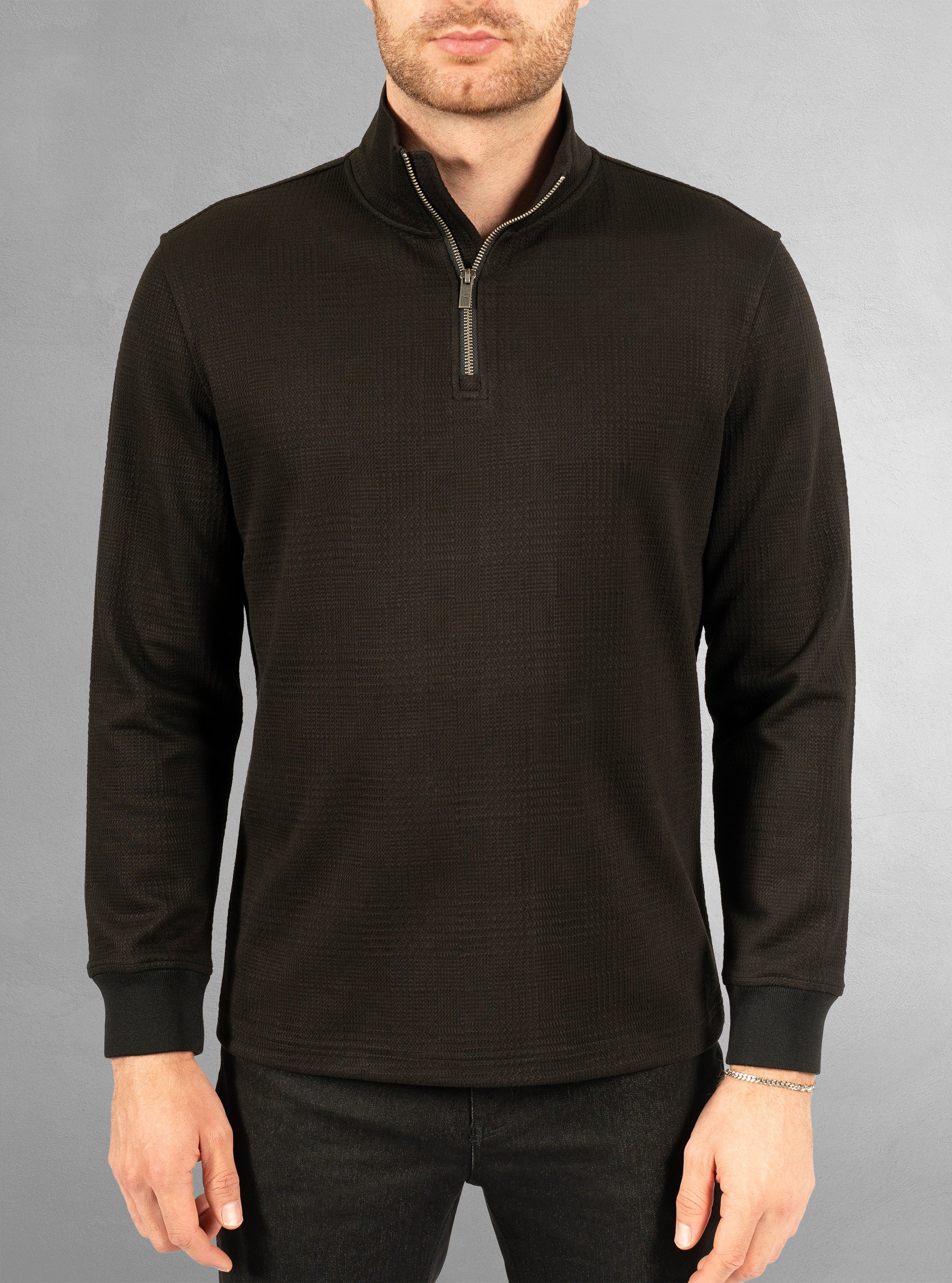 Men's half zip mock neck top