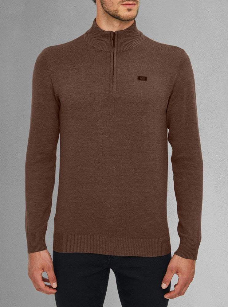 Men's basic half zip mock neck sweater