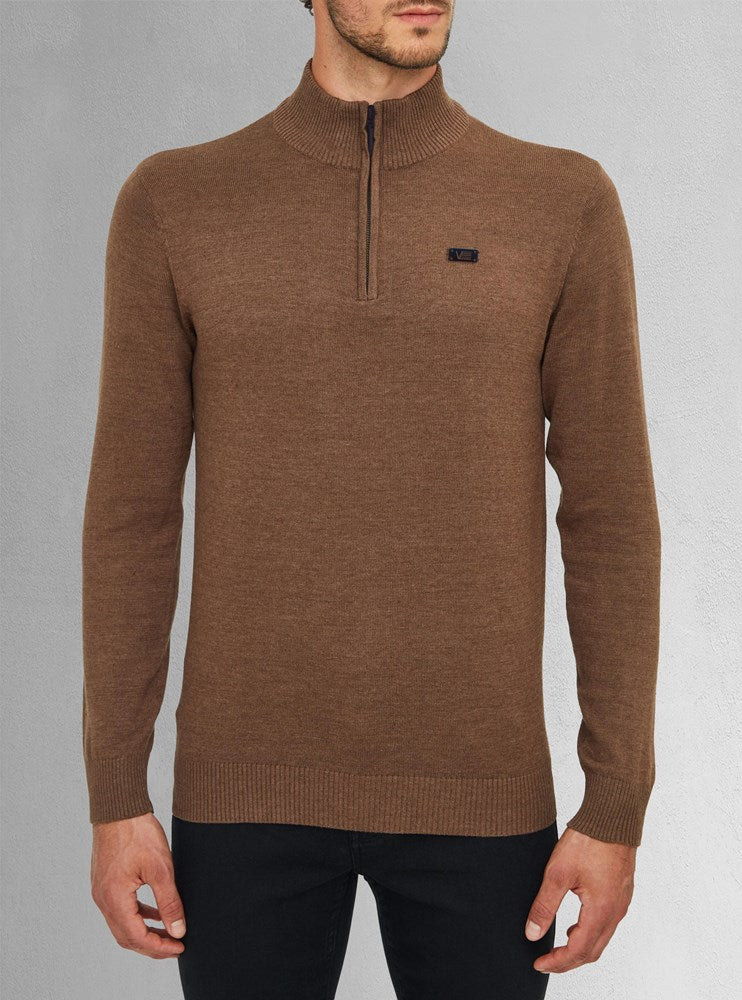 Men's basic half zip mock neck sweater