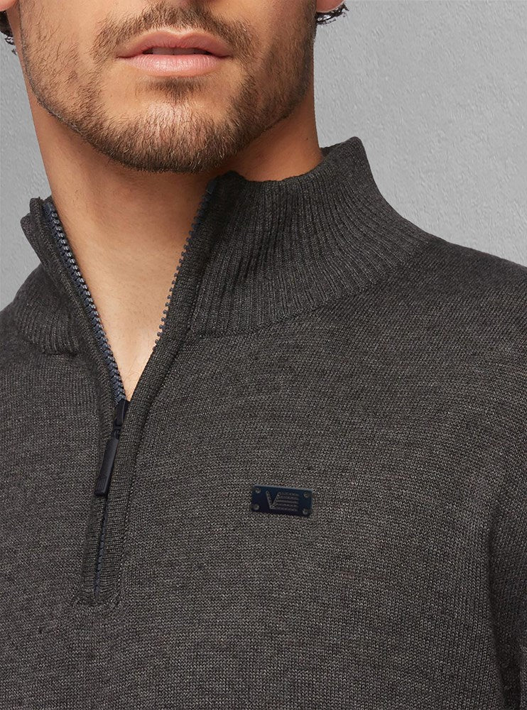 Men's basic half zip mock neck sweater